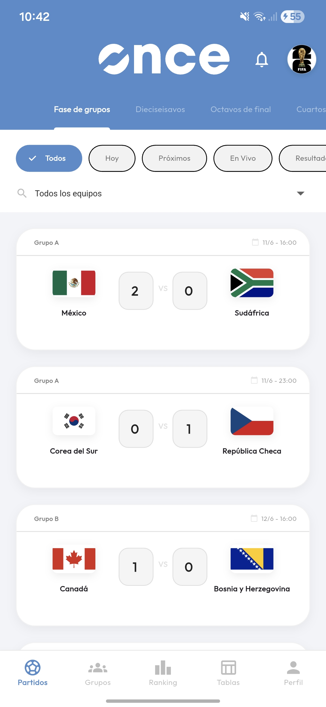 Penca Once App Screenshot